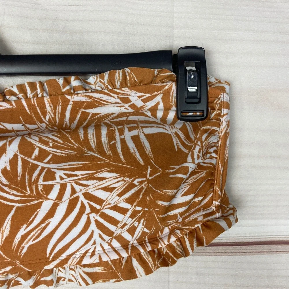 Xhilaration Bandeau Swim‎ Top Juniors XL Ruffled Trim Gold Floral Print Separate
